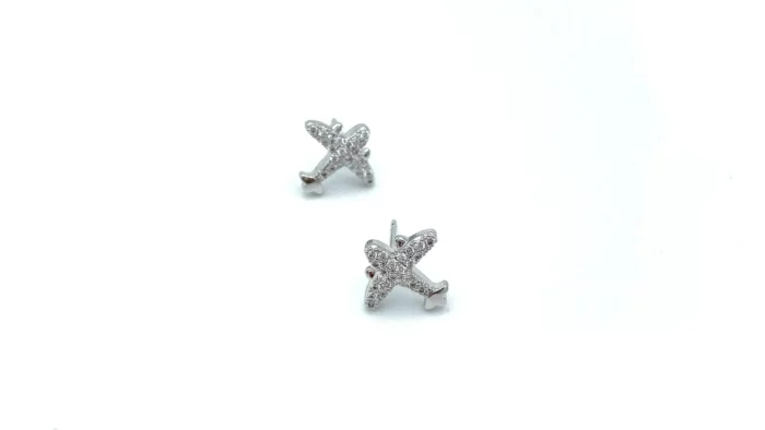 گوشواره نقره طرح هواپیما (3)