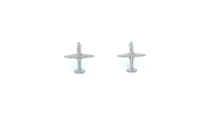گوشواره نقره طرح هواپیما ساده (1)