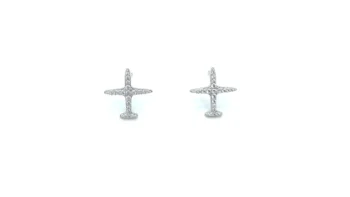 گوشواره نقره طرح هواپیما ساده (1)