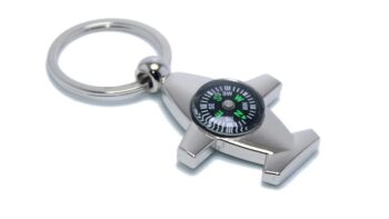 Airplane compass keychain