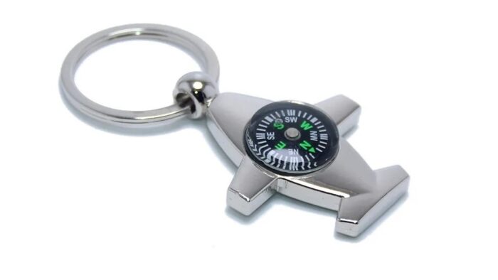Airplane compass keychain