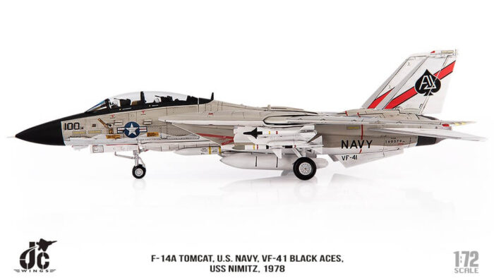 ماکت جنگنده اف 14 تامکت نیروی دریای امریکا | JC Wings 1:72 F-14A Tomcat USN VF-41 Black Aces,USS Nimitz - Image 1